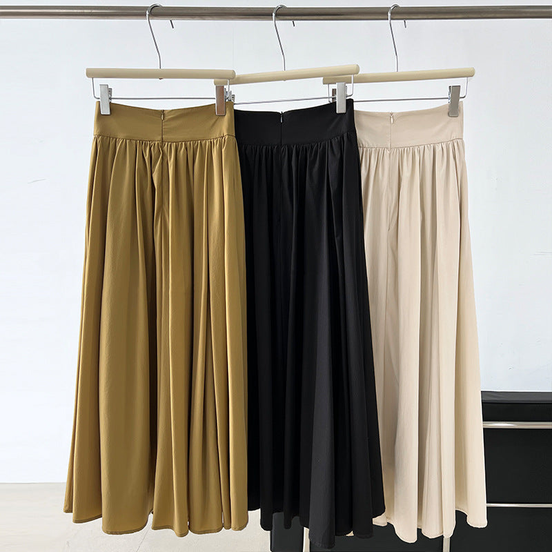 high waist gathered flare skirt 3color 【NINE7253】