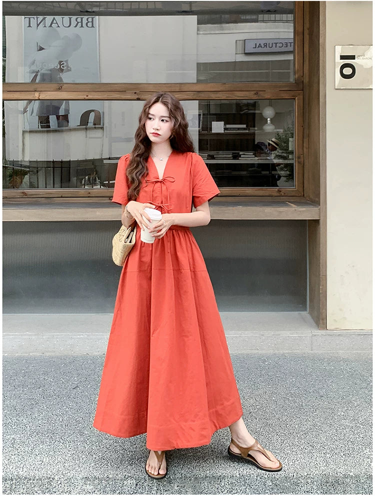 vneck aline french dress 1color 【NINE7135】
