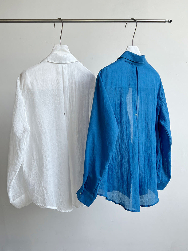 casual loose linen long shirt 2color 【NINE7233】