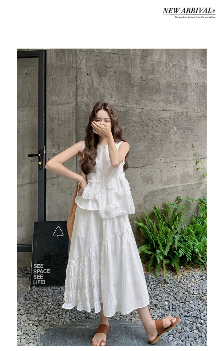 asymmetrical floral tier setup 1color 【NINE7131】