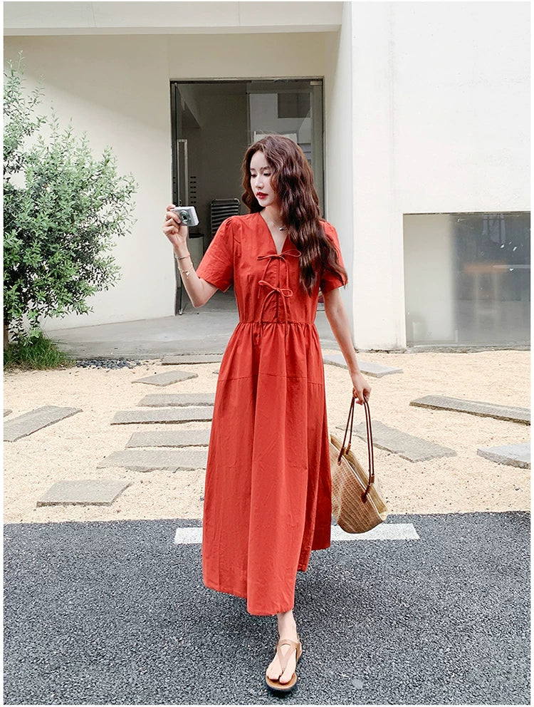 vneck aline french dress 1color 【NINE7135】