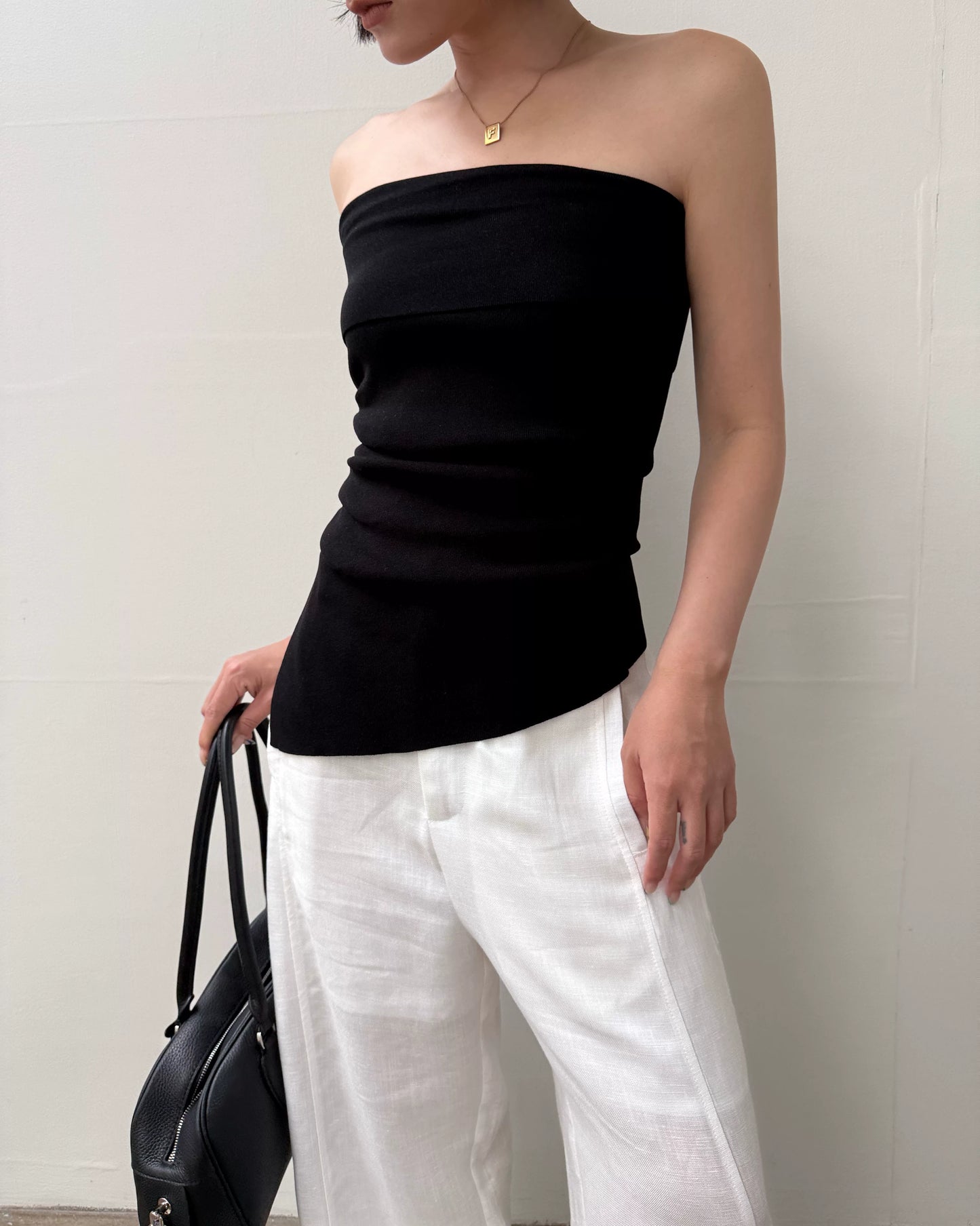 asymmetric hem knit tube top 2color【NINE7005】