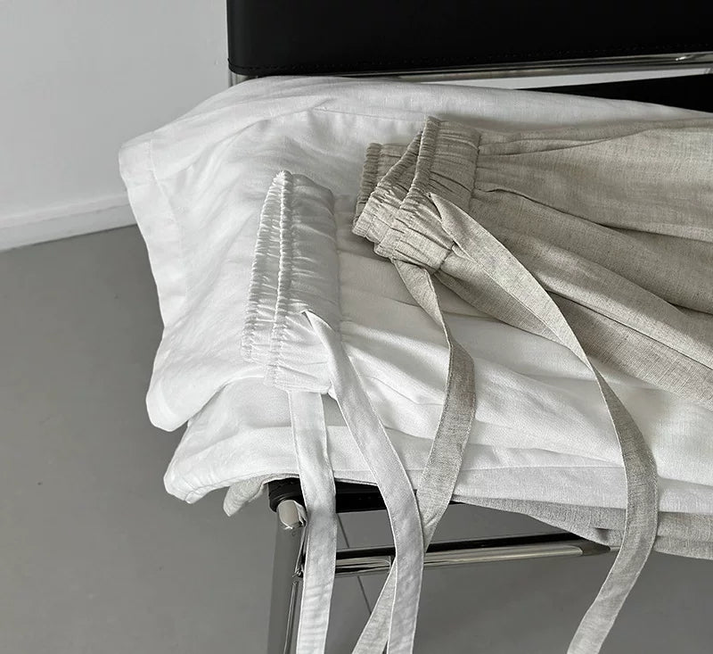 pleated linen wide leg pants 3color 【NINE7065】