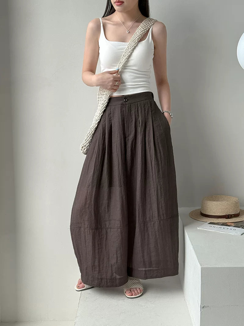 pleated balloon linen wide pants 3color 【NINE7060】