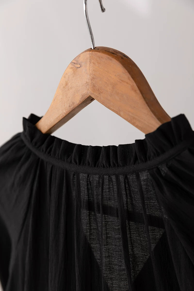 v-neck belt tiered long dress 1color 【NINE7227】