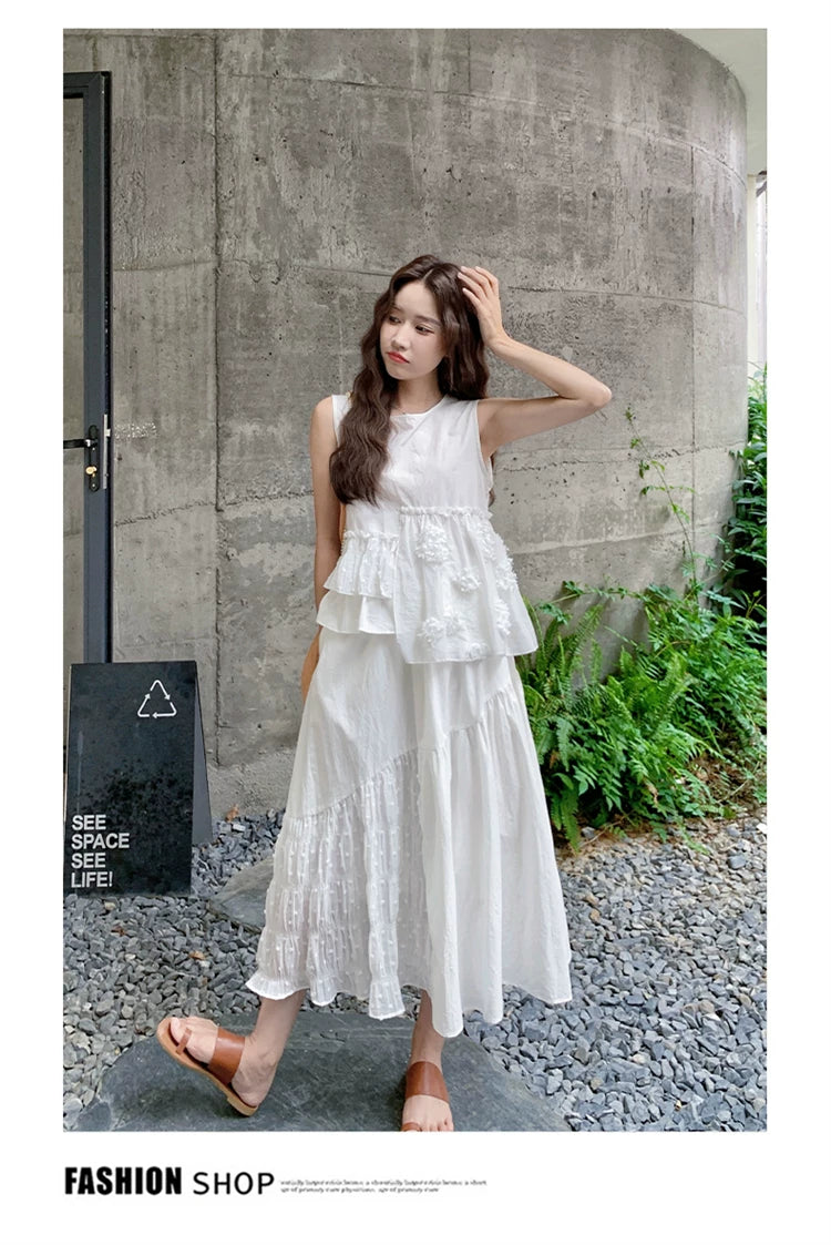 asymmetrical floral tier setup 1color 【NINE7131】