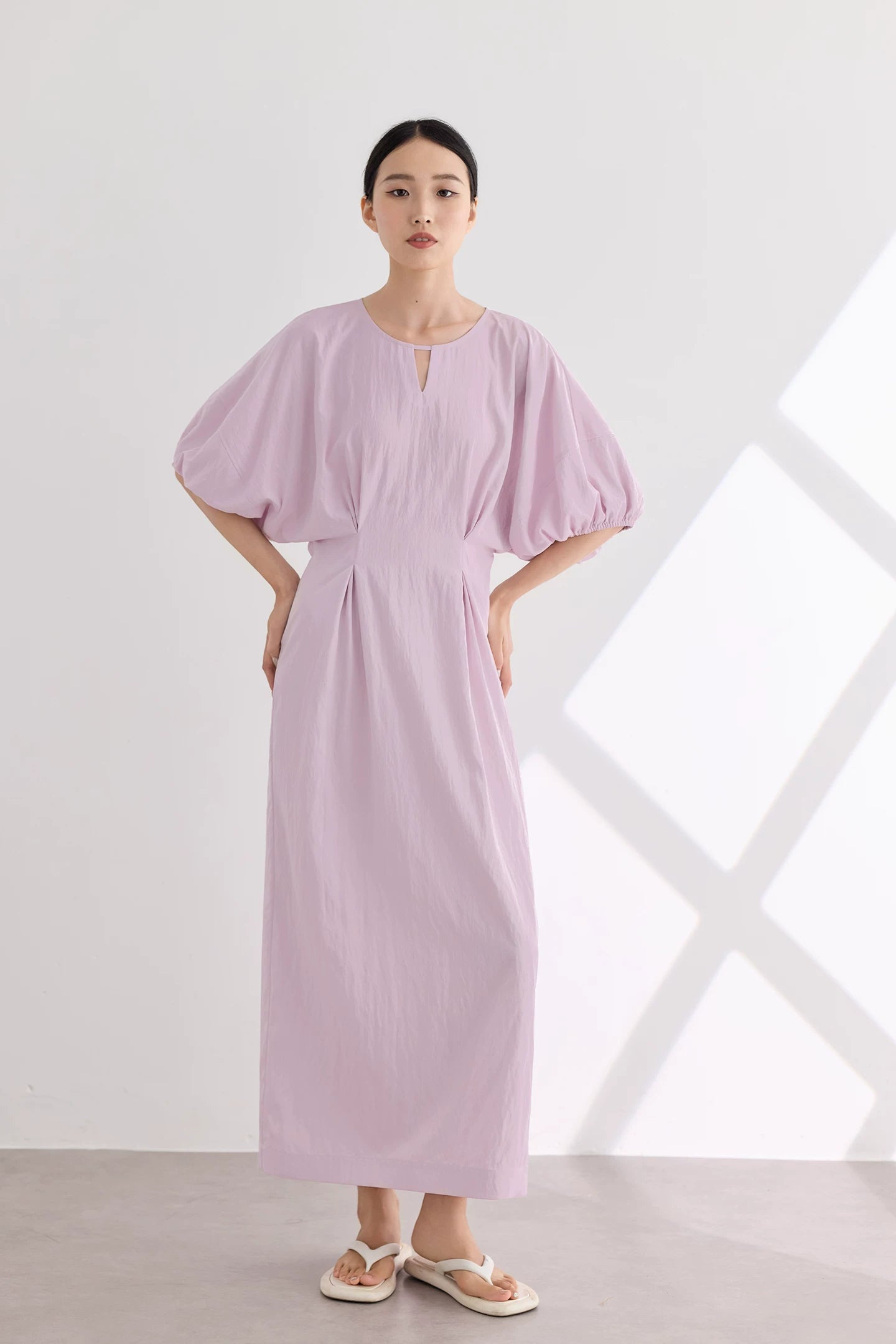 waist gathered  maxi dress 11color 【NINE7213】