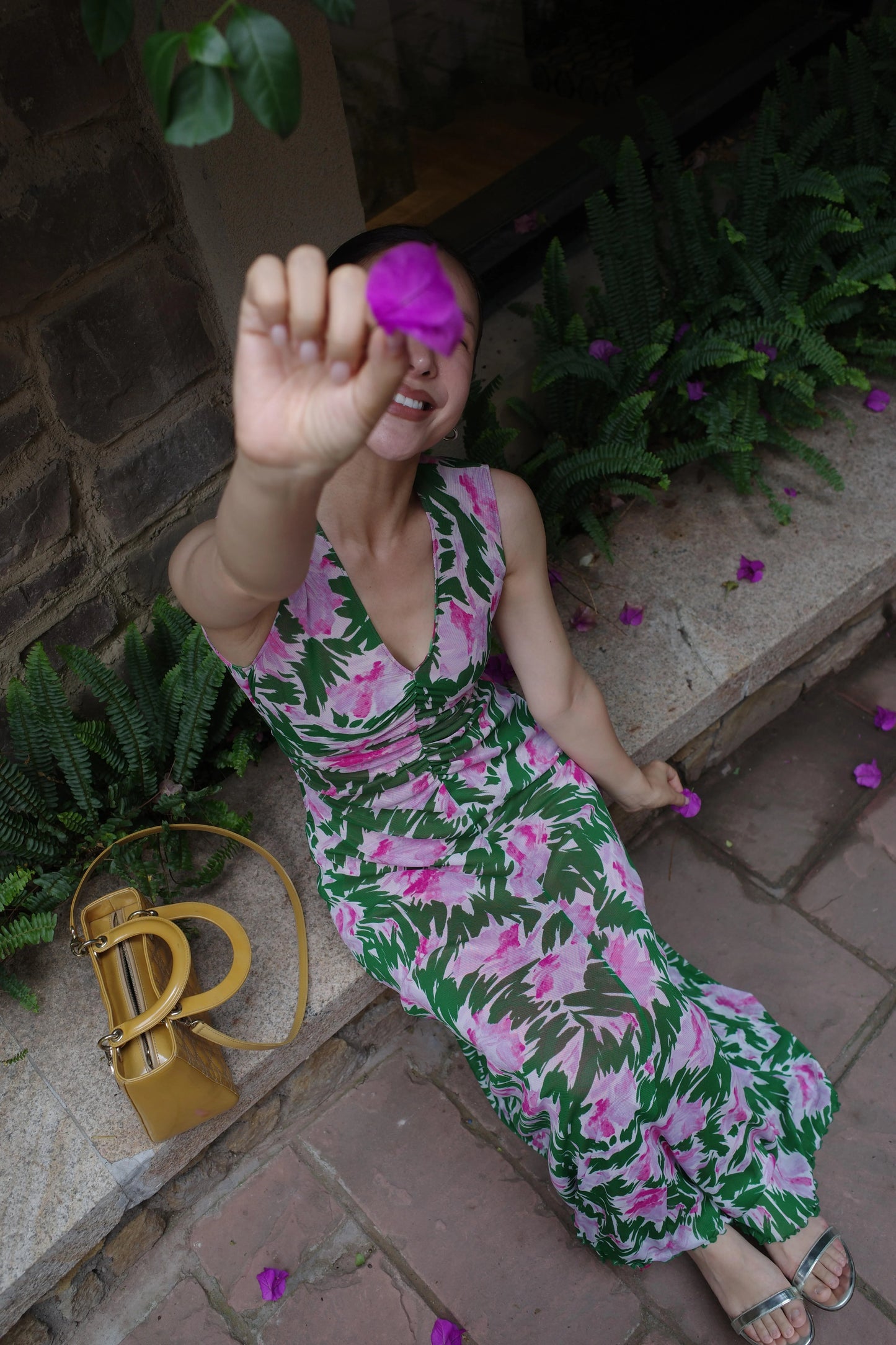 2way floral print sleeveless maxi dress 1color 【NINE7206】