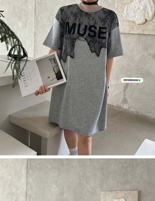 MUSE print lace splicing dress 1color 【NINE7111】