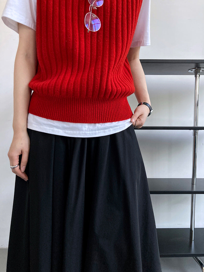 high waist gathered flare skirt 3color 【NINE7253】