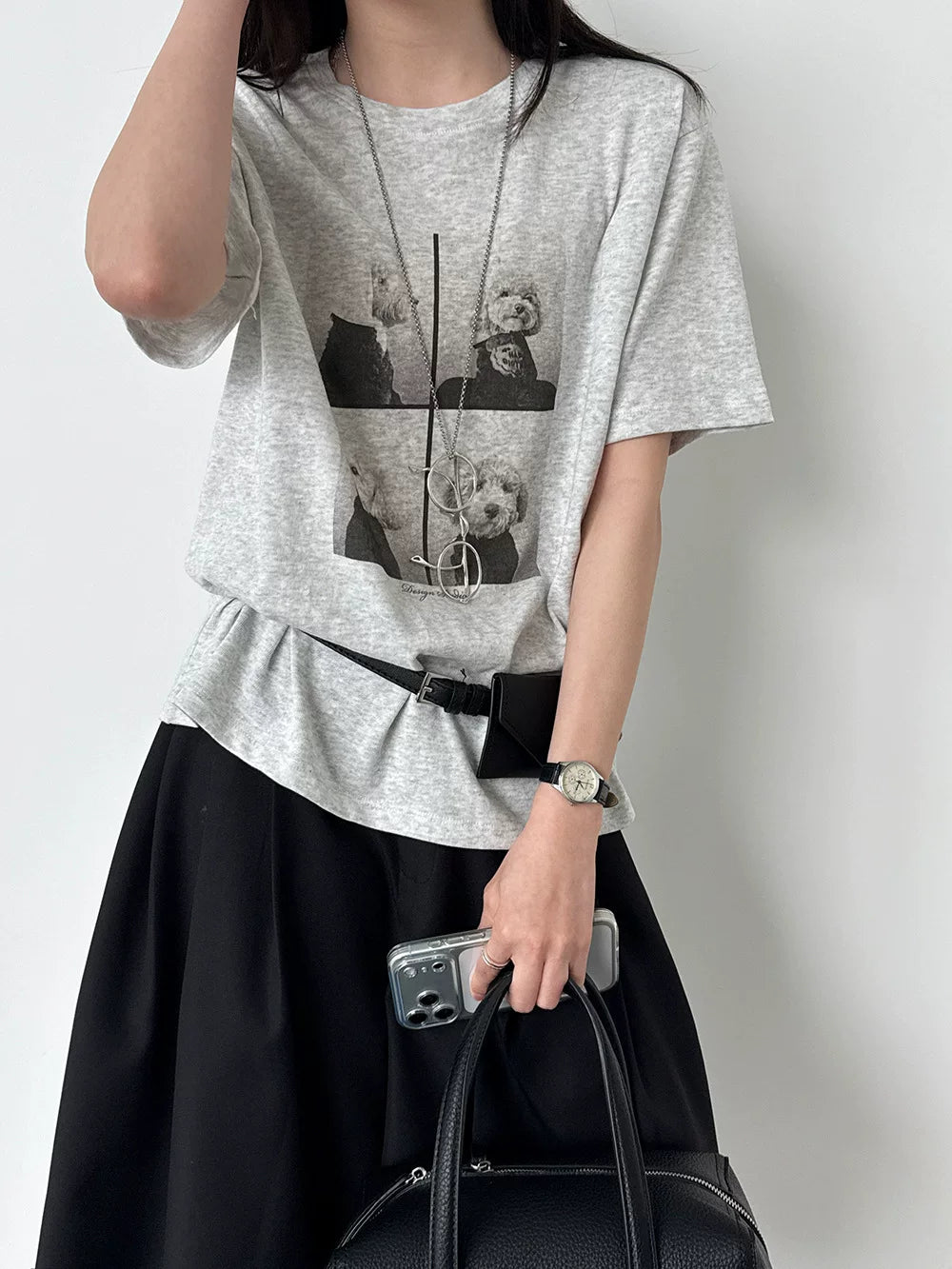 dog photo print casual tshirt 2color 【NINE7080】