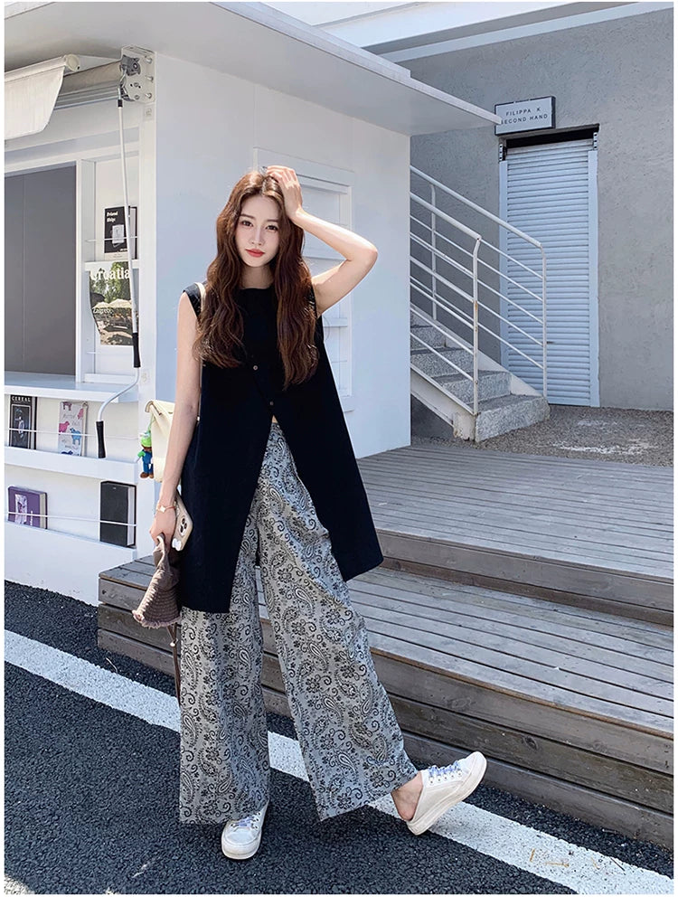 split tunic paisley pants setup 1color 【NINE7110】