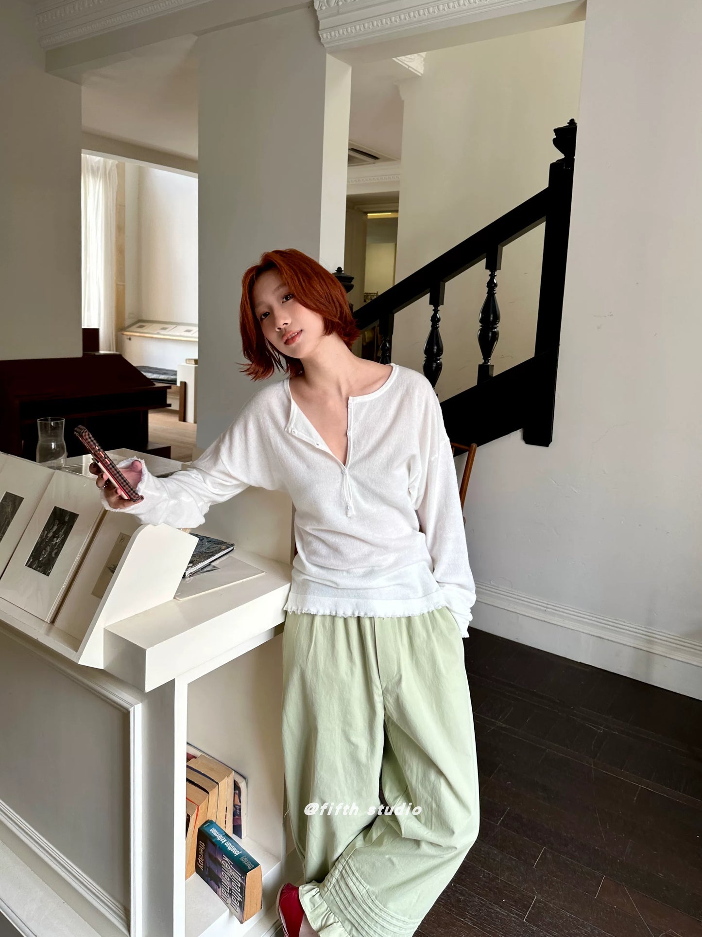 hem frill lantern casual pants 1color 【NINE7149】