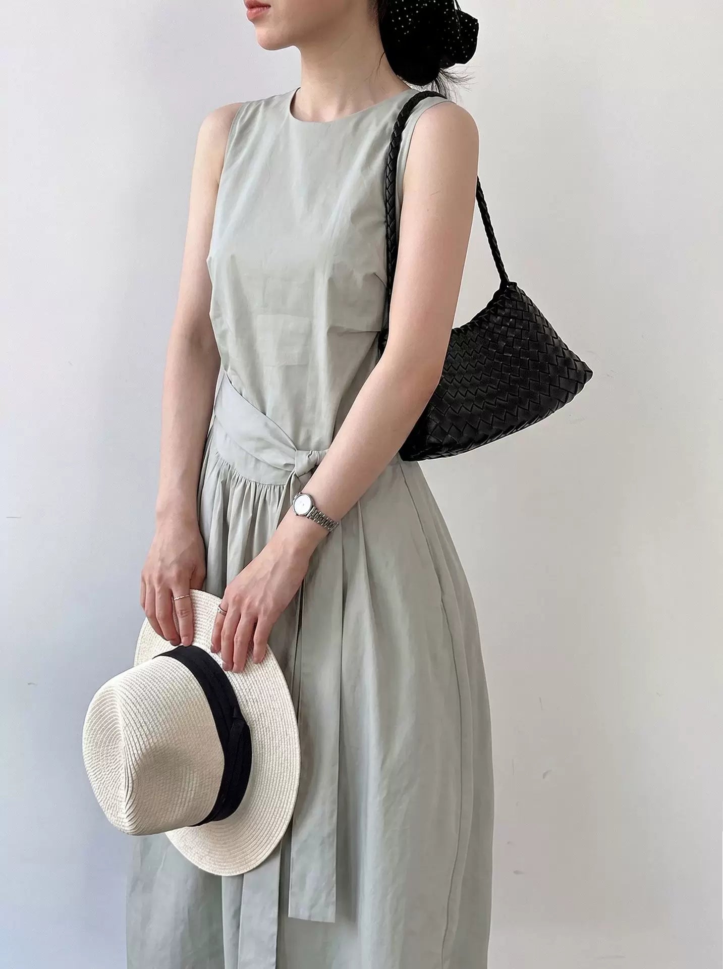 waist tie sleeveless long dress 3color 【NINE7069】