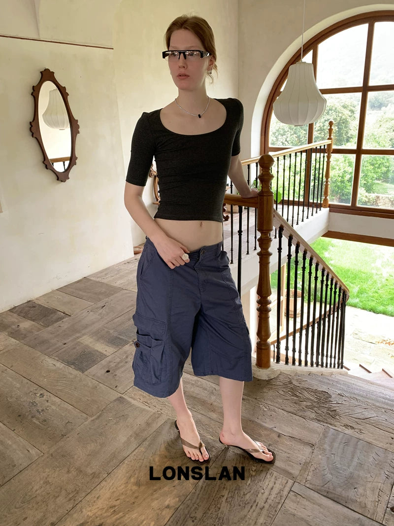 square neck slim knit top 4color 【NINE7013】