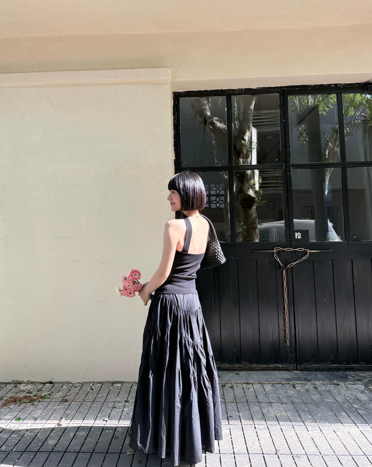 tiered flared long skirt 1color 【NINE7011】