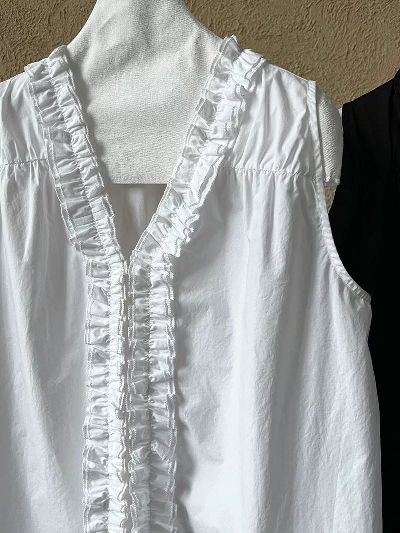 back ruffle sleeveless blouse 2color 【NINE7070】