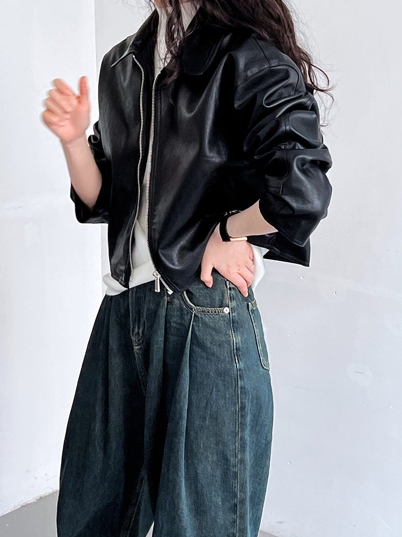 short faux leather jacket 2color 【NINE7252】
