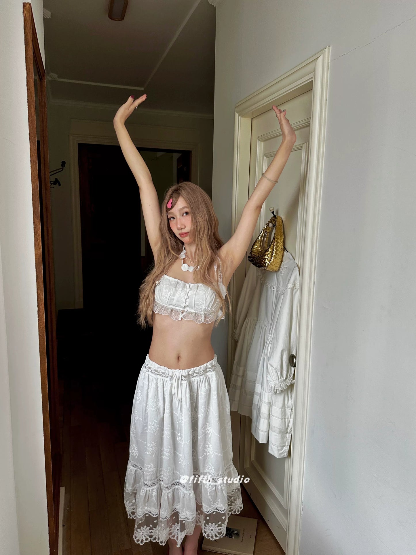 lace camisole flare skirt setup 1color 【NINE7152】