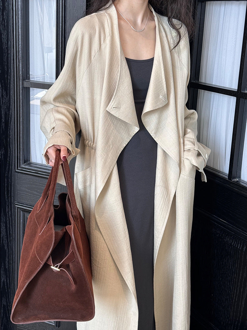drape collar trench long coat 2color 【NINE7250】