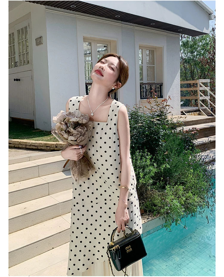 dot tiered layer sleeveless dress 1color 【NINE7138】