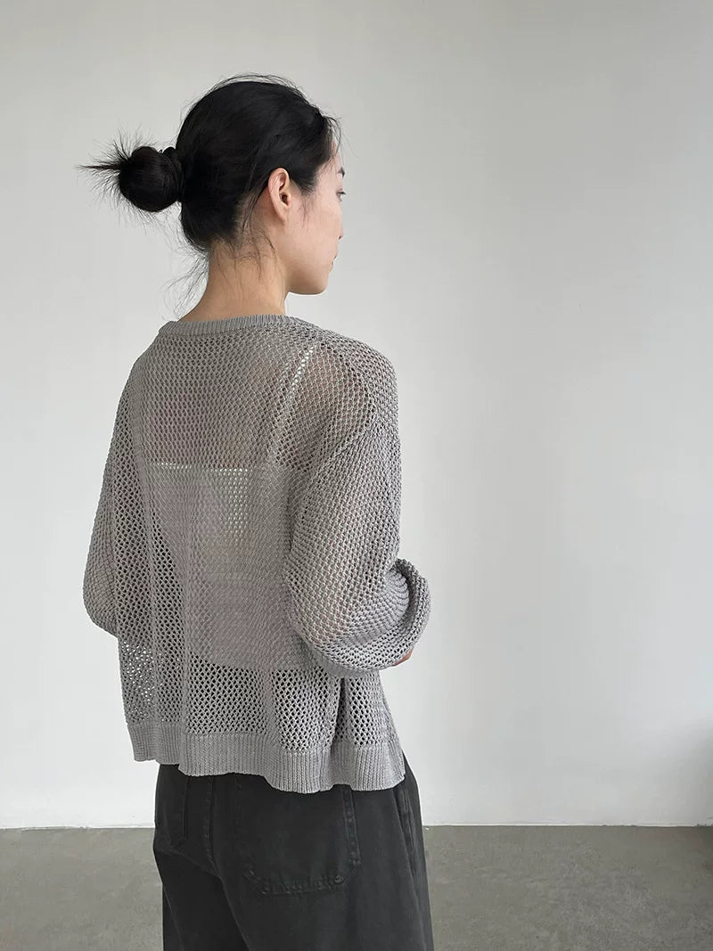 mesh zip knit cardigan 5color 【NINE7076】
