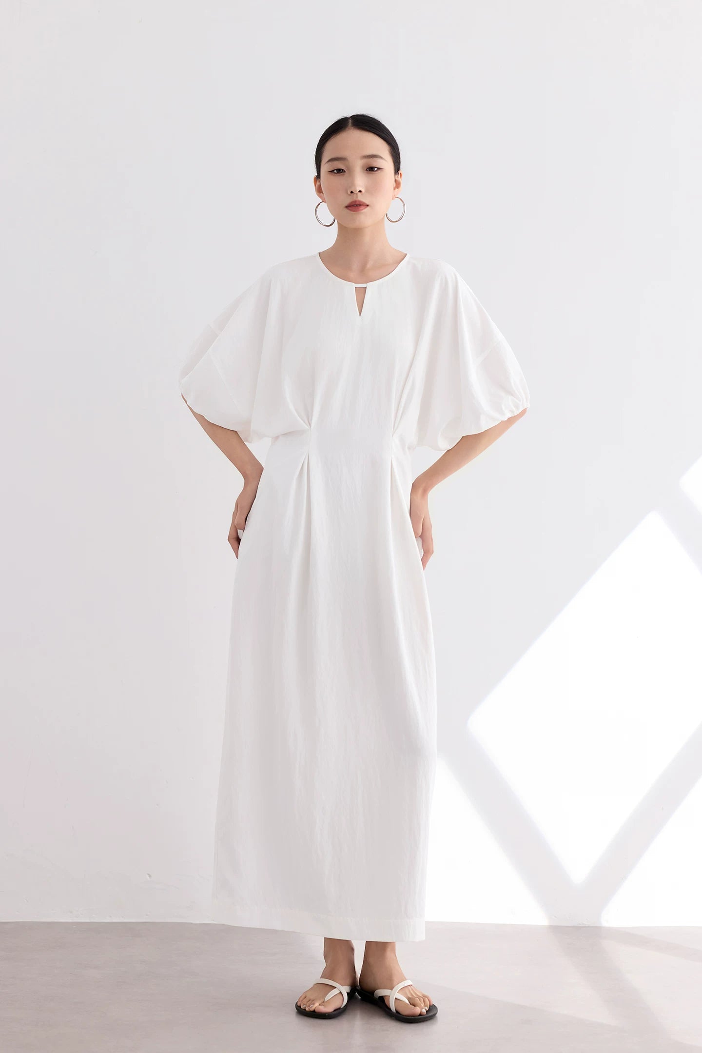 waist gathered  maxi dress 11color 【NINE7213】