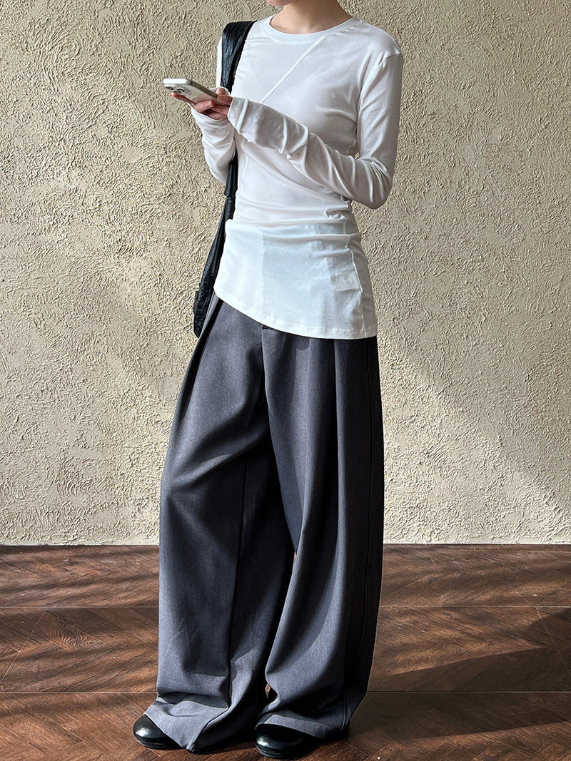 asymmetric seam long sleeve tee 4color 【NINE7245】