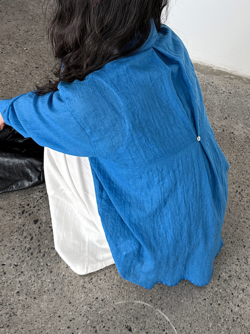 casual loose linen long shirt 2color 【NINE7233】