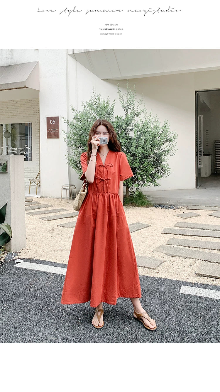 vneck aline french dress 1color 【NINE7135】