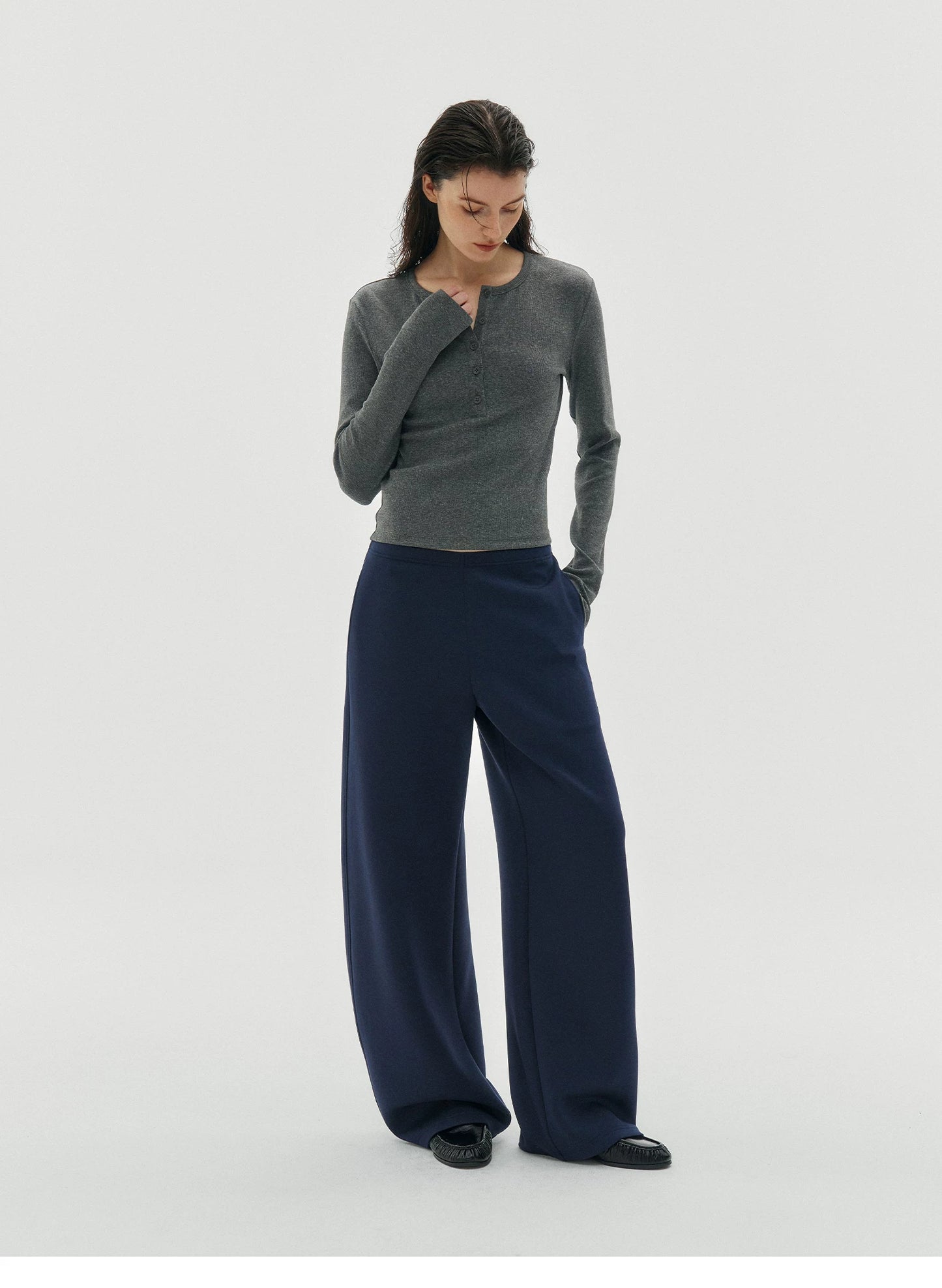 straight wide sweat pants 1color 【NINE7228】
