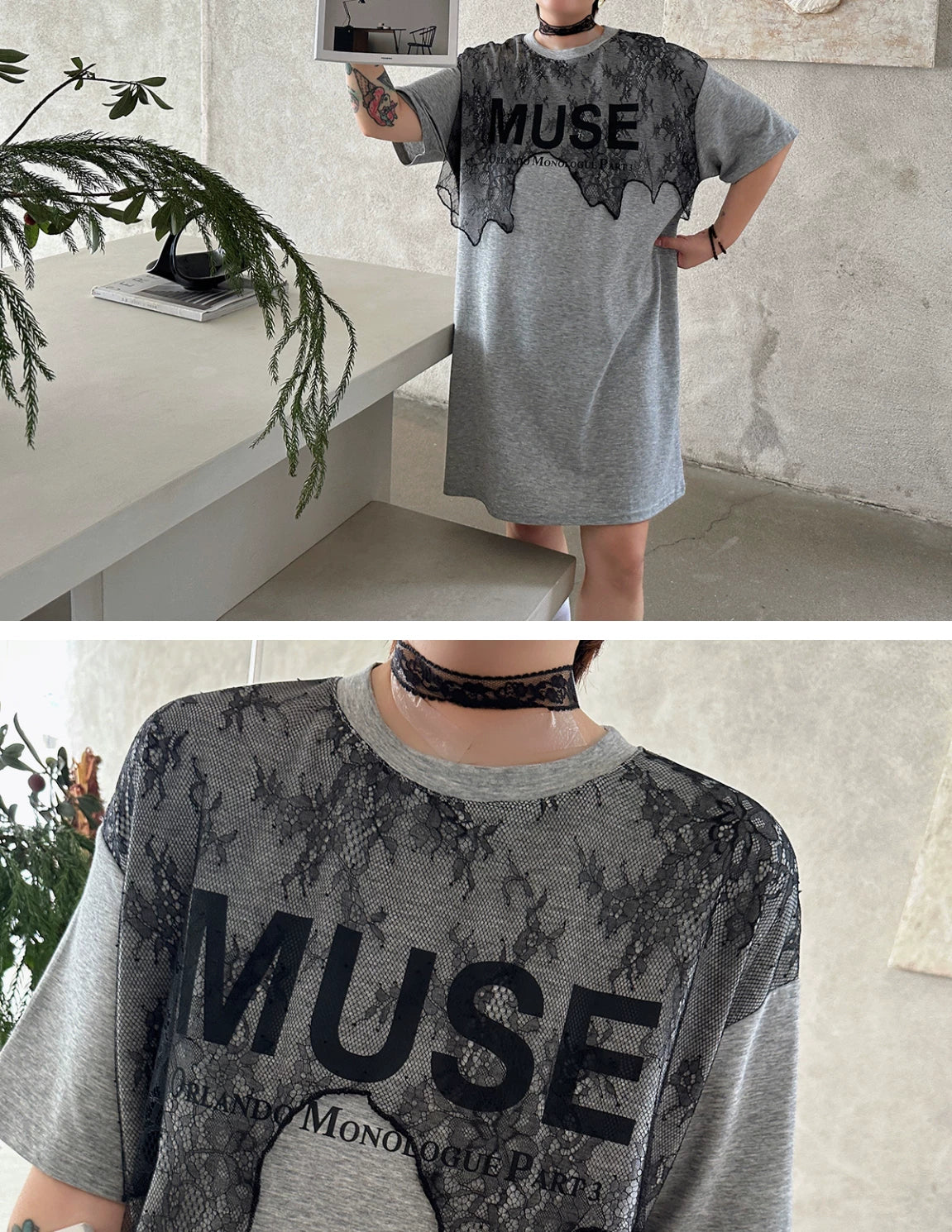 MUSE print lace splicing dress 1color 【NINE7111】