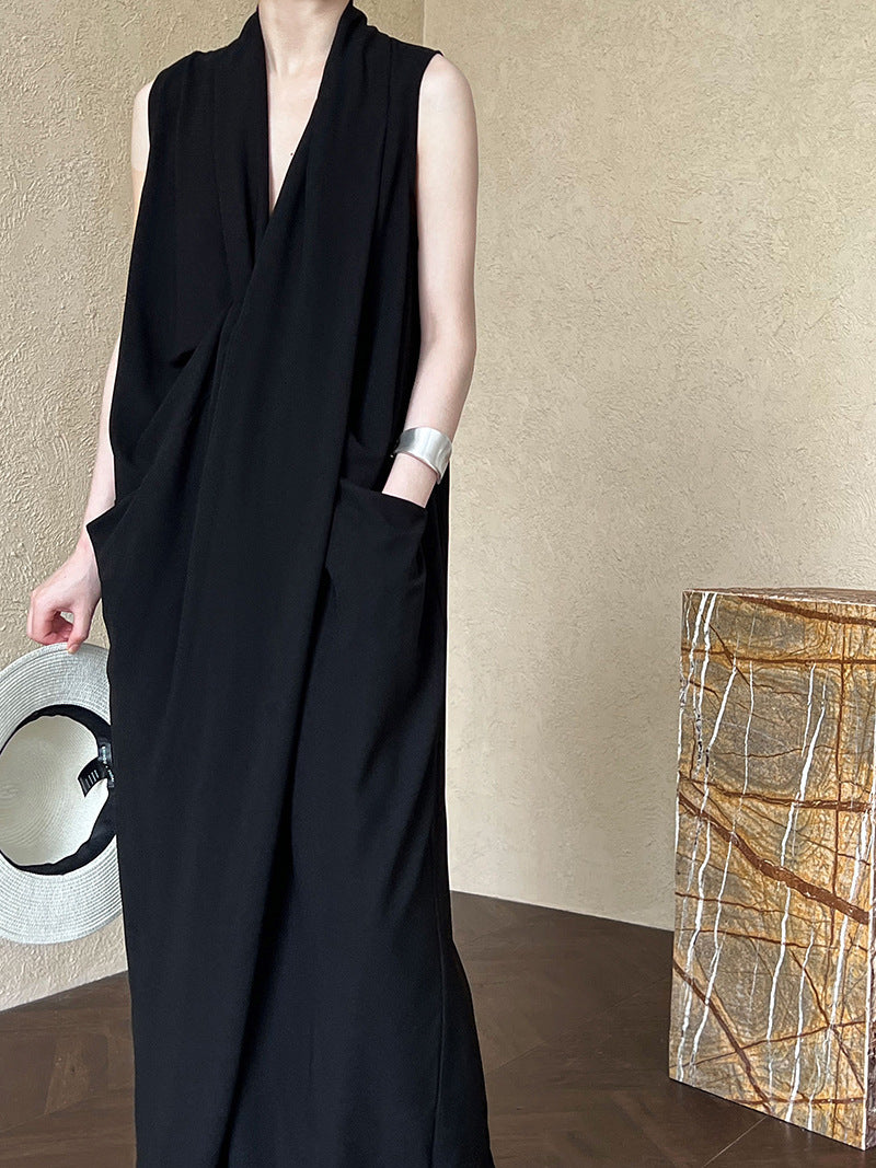 draped sleeveless maxi dress 2color 【NINE7231】