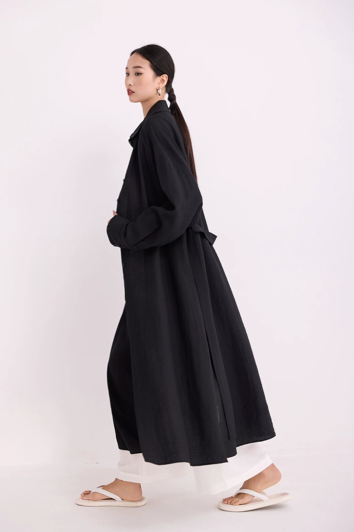 belted trench coat long shirt dress 1color 【NINE7222】