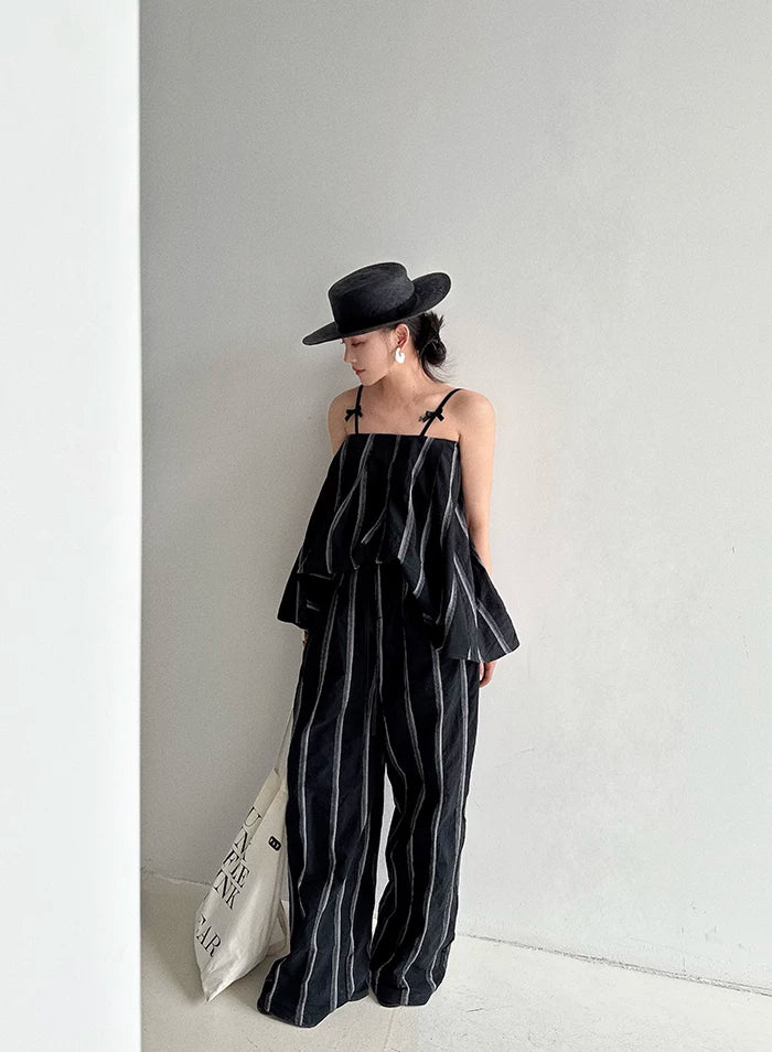 stripe  wide leg pants 1color 【NINE7043】
