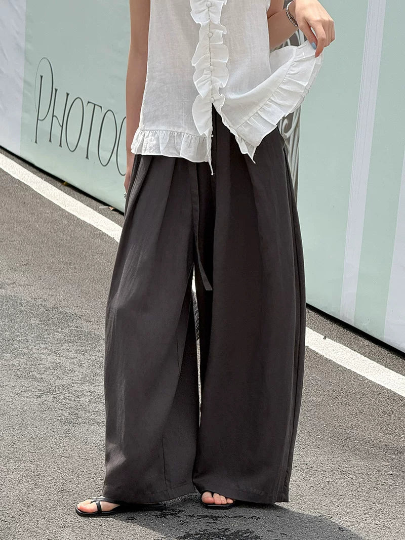 pleated linen wide leg pants 3color 【NINE7065】