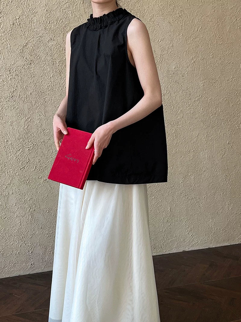 ruffle sleeveless 2way shirt 2color 【NINE7023】