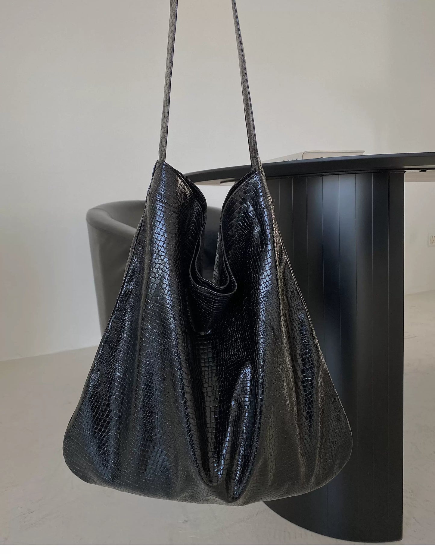 crocodile pattern shoulder tote bag 3color 【NINE7010】