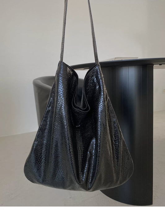 crocodile pattern shoulder tote bag 3color 【NINE7010】