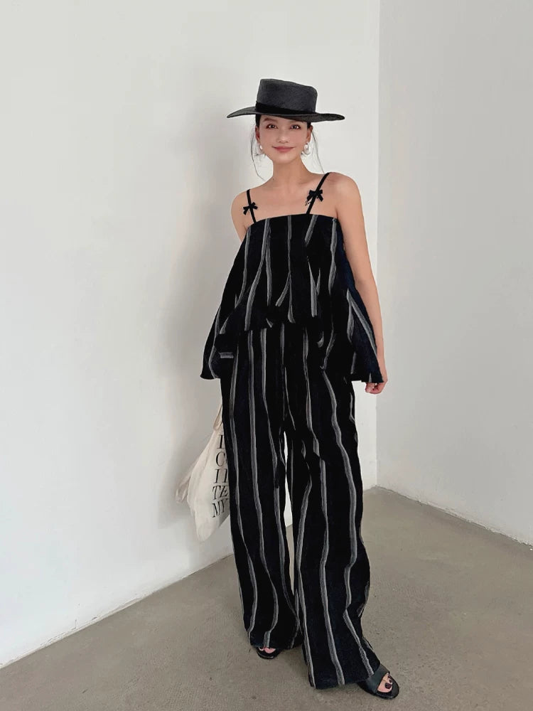 striped ribbon camisole top 1color 【NINE7047】