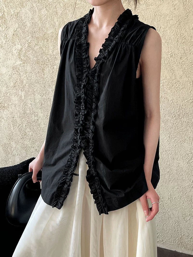 ruffle sleeveless 2way shirt 2color 【NINE7023】