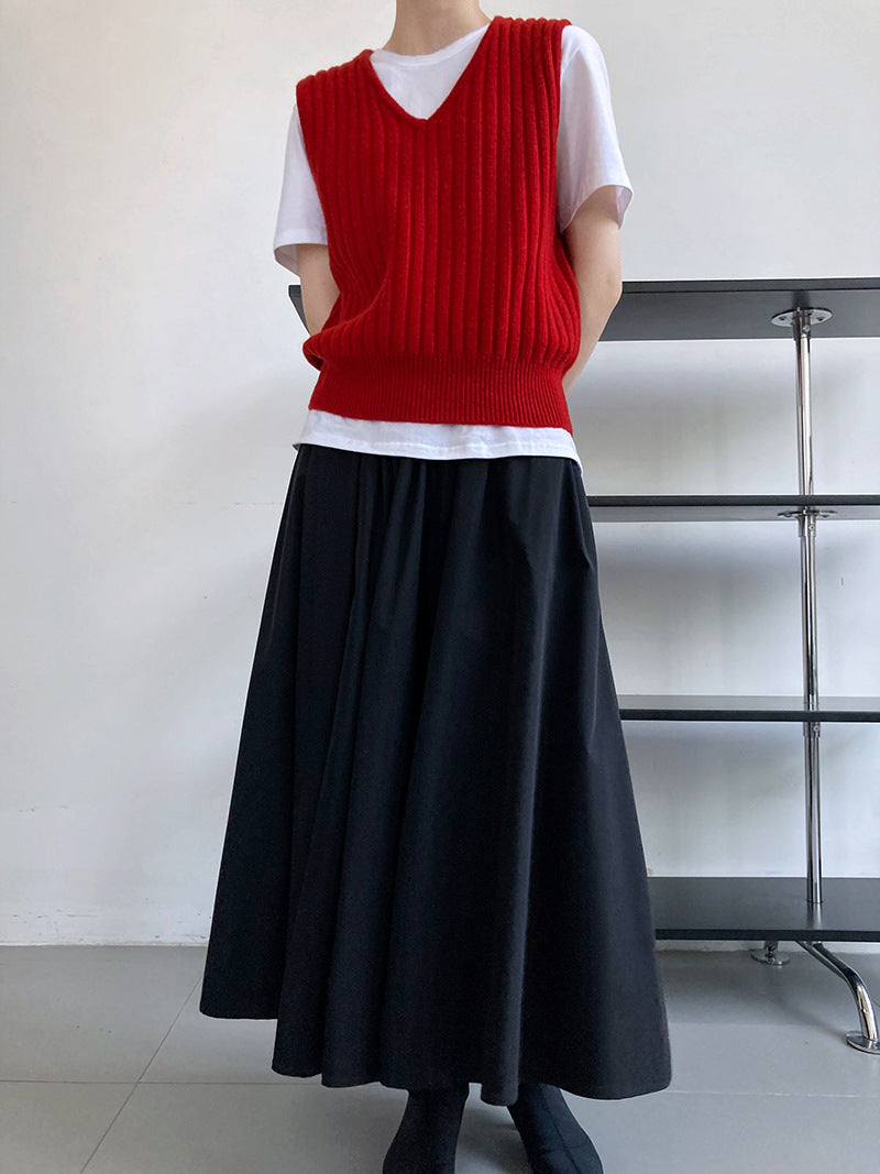 high waist gathered flare skirt 3color 【NINE7253】