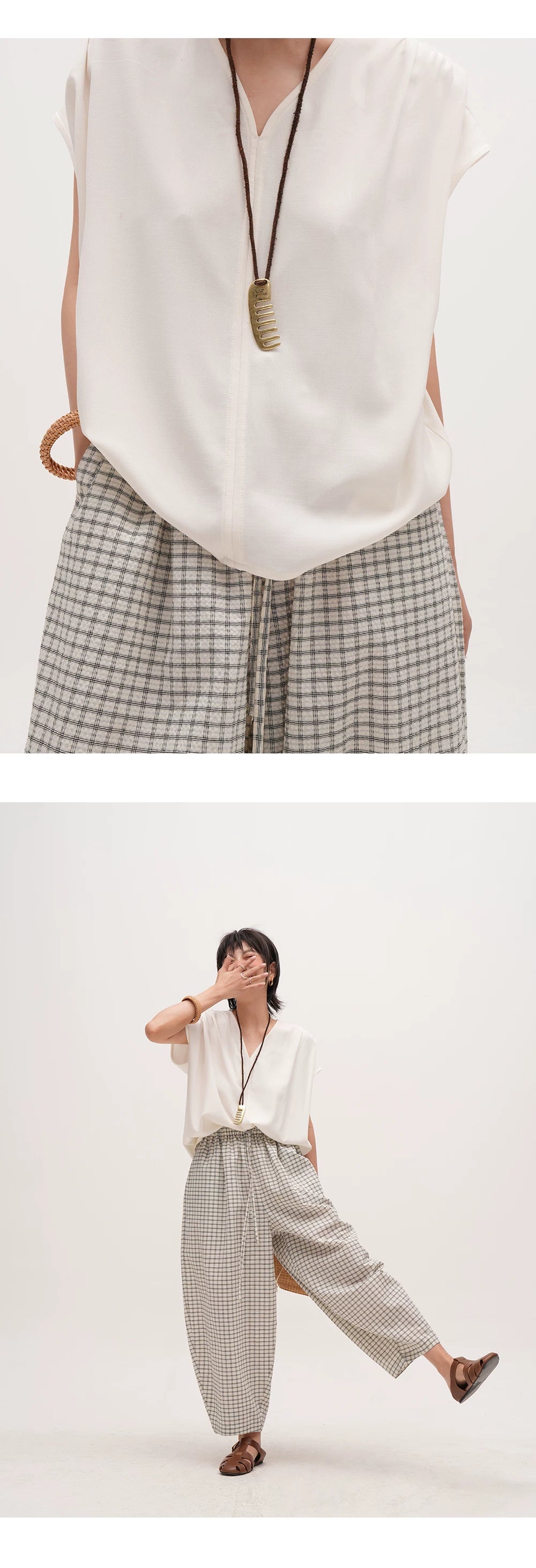 loose Vneck short sleeve tshirt 1color 【NINE7049】