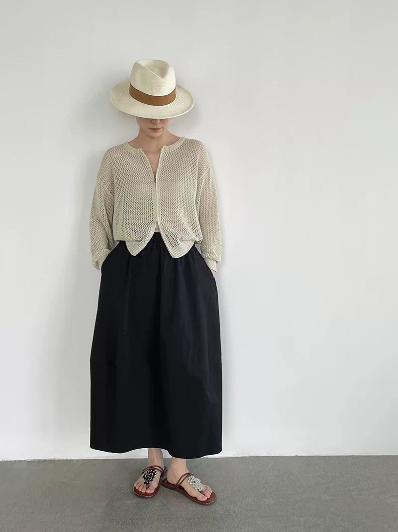 mesh zip knit cardigan 5color 【NINE7076】