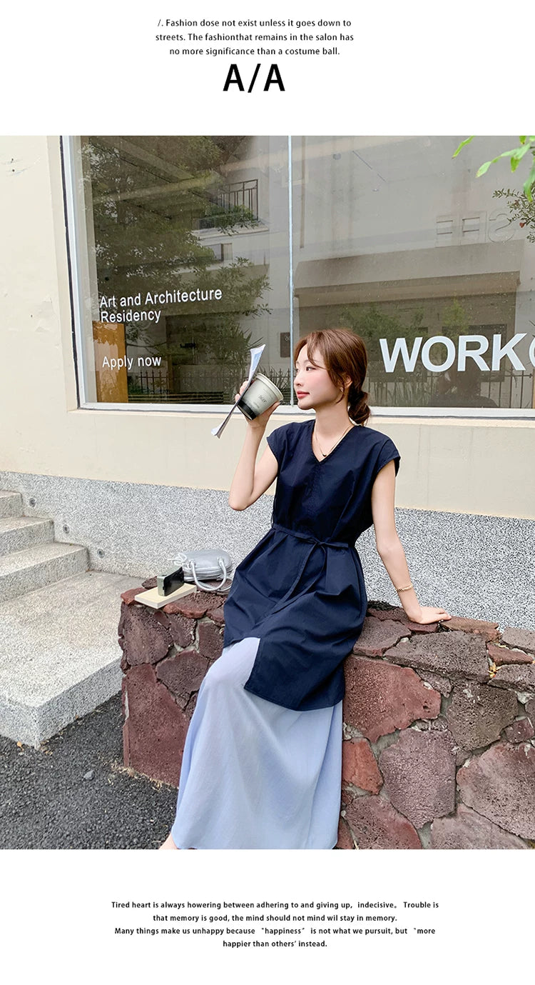 belt tunic chiffon skirt setup 1color 【NINE7134】