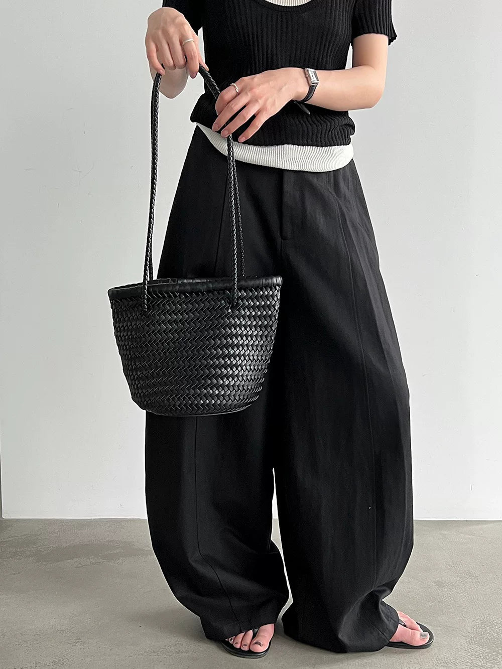 drape wide leg casual pants 3color 【NINE7025】