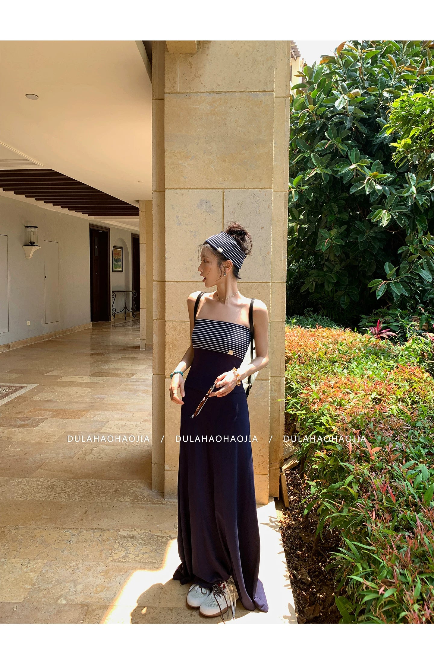 stripe tube top long dress 1color 【NINE7093】