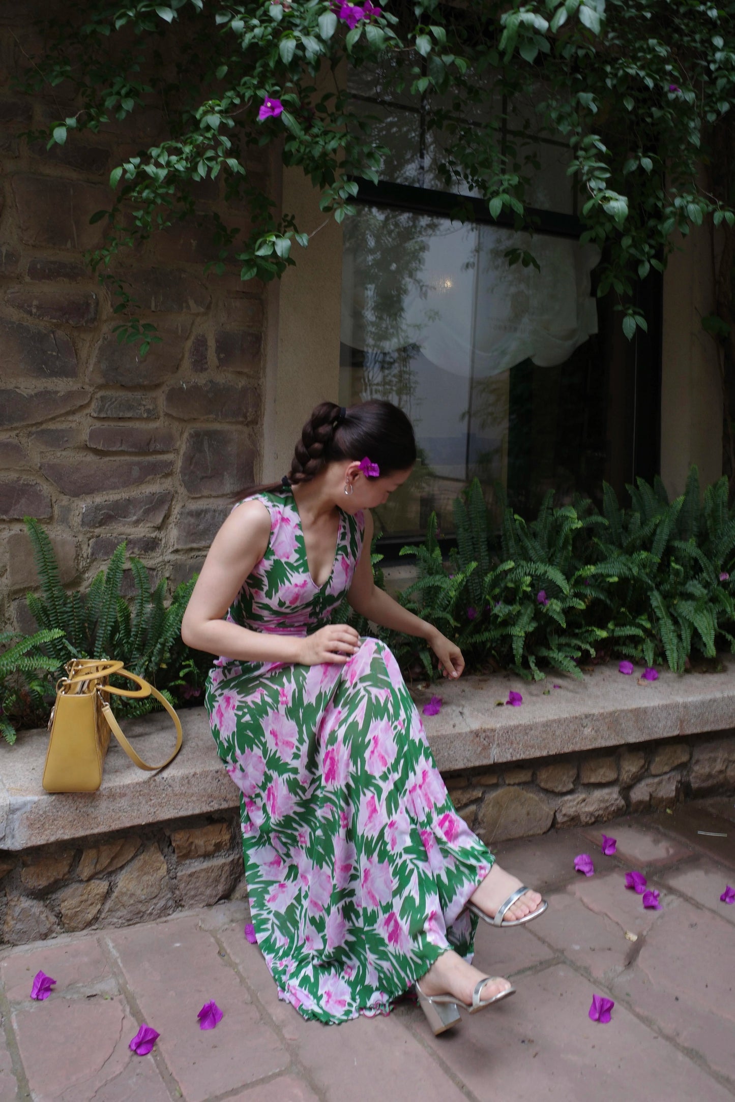 2way floral print sleeveless maxi dress 1color 【NINE7206】