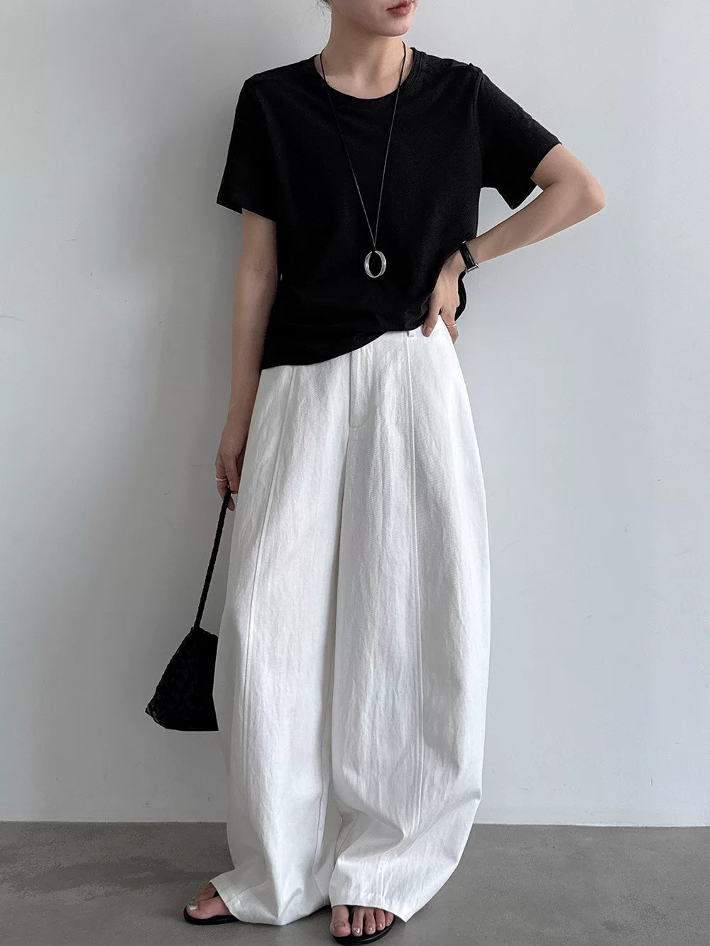 drape wide leg casual pants 3color 【NINE7025】