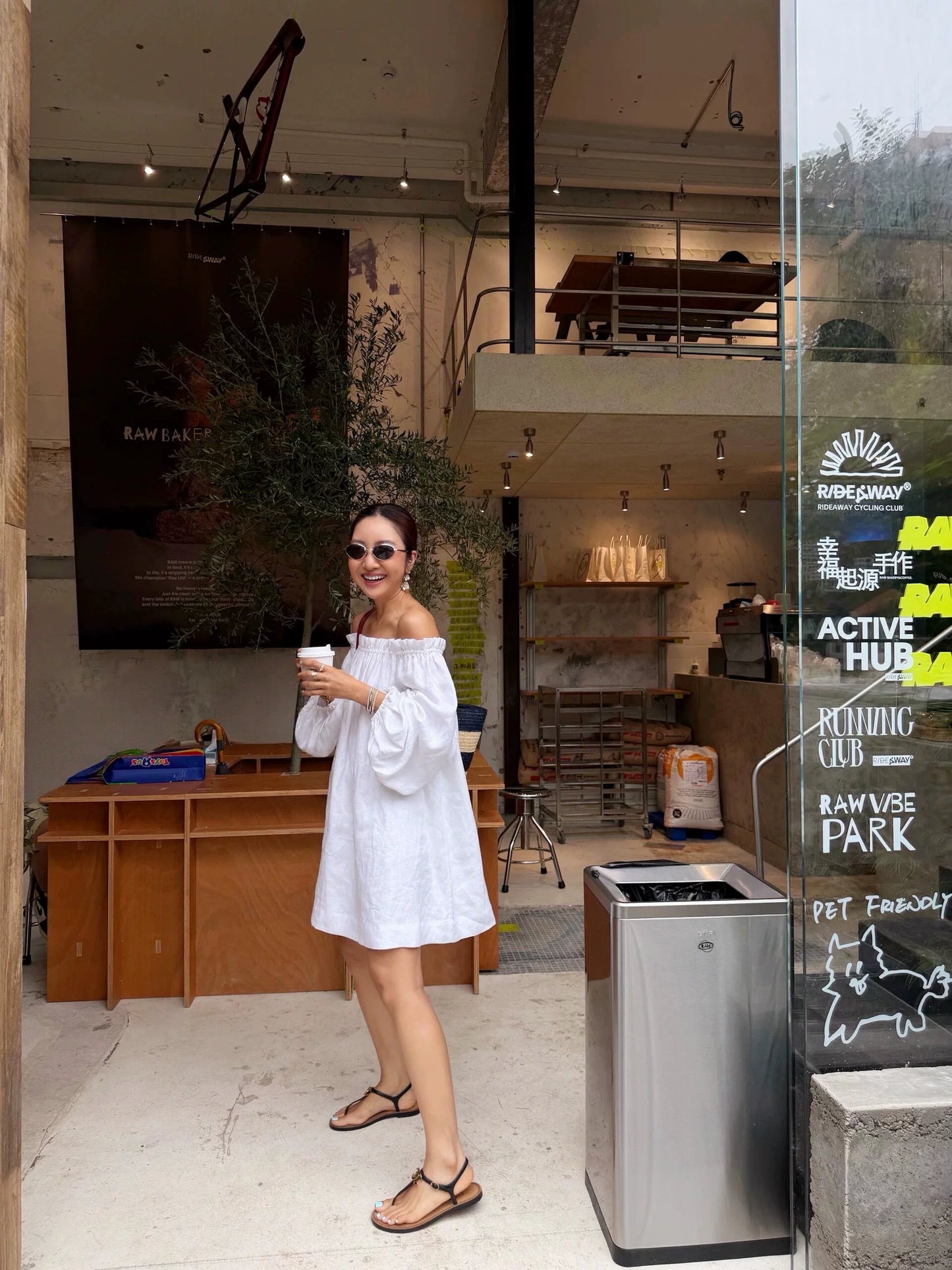off shoulder ruffle linen mini dress 1color 【NINE7212】